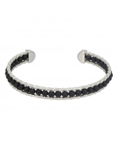 Bracelet Homme en perles et acier BANGLE AGATE - Rockstone