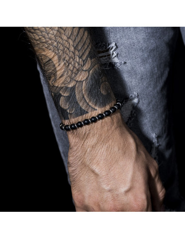 Bracelet en Pierres D'Agate Noir "Arslan" - Rockstone