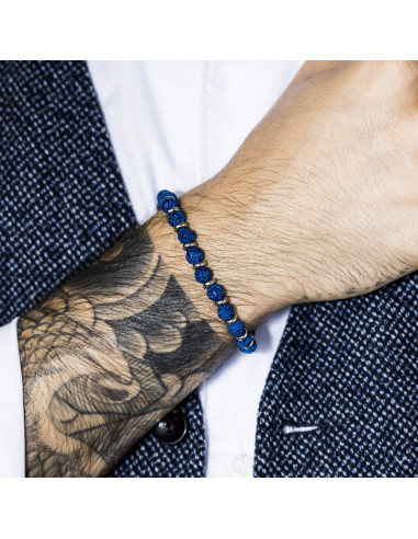 Bracelet en Pierres de Lave Bleu Et Acier "Cillian" - Rockstone