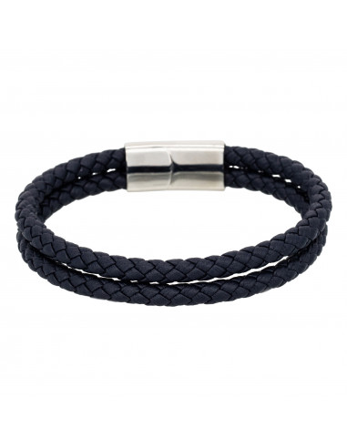 Bracelet Double Cordon en Cuir Noir "Hooks" - Rockstone
