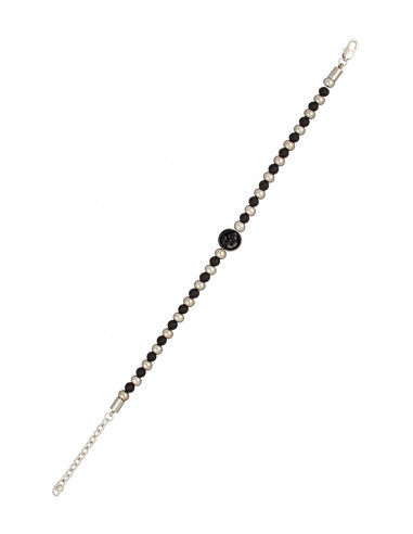 Bracelet ajustable onyx et acier - Rockstone