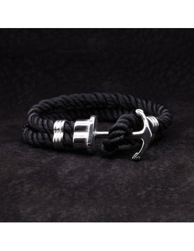 Bracelet Homme corde BLACK ANCHOR - Rockstone