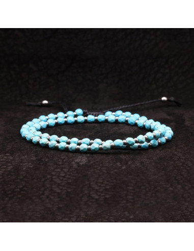 Bracelet Homme double cordon en perles turquoise HENRY - Rockstone