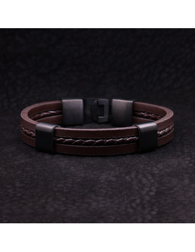Bracelet cuir marron - Rockstone