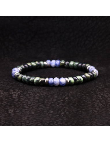 Bracelet perles japser vert et bleu - Rockstone